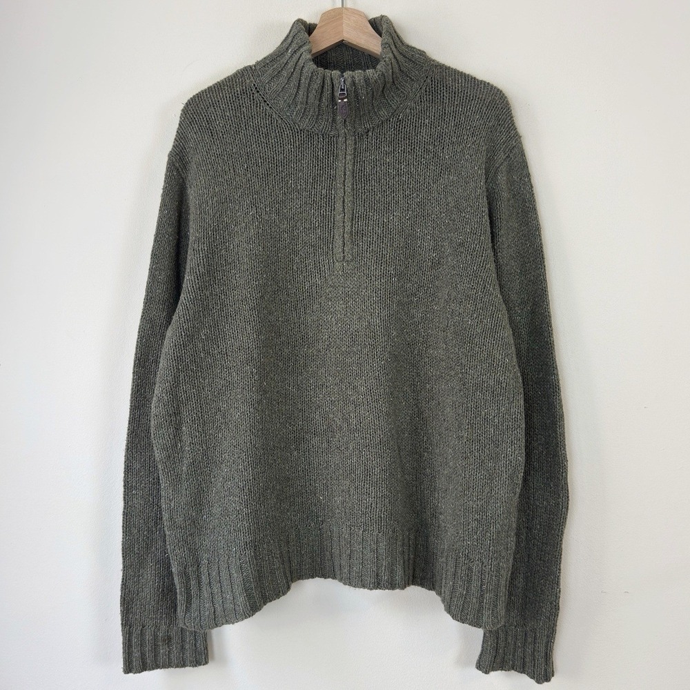 Vintage 90s Polo Ralph Lauren Mens Green Elbow Patch Pullover Knit Sweater Large